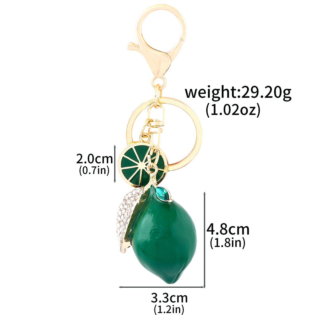 1pc Cute Rhinestone Lemon Shaped Keychain Colorful Fruit Metal Lemon Slice Key Chain Accessory Gift For Mom Friends Lightweight Luxury Accessory