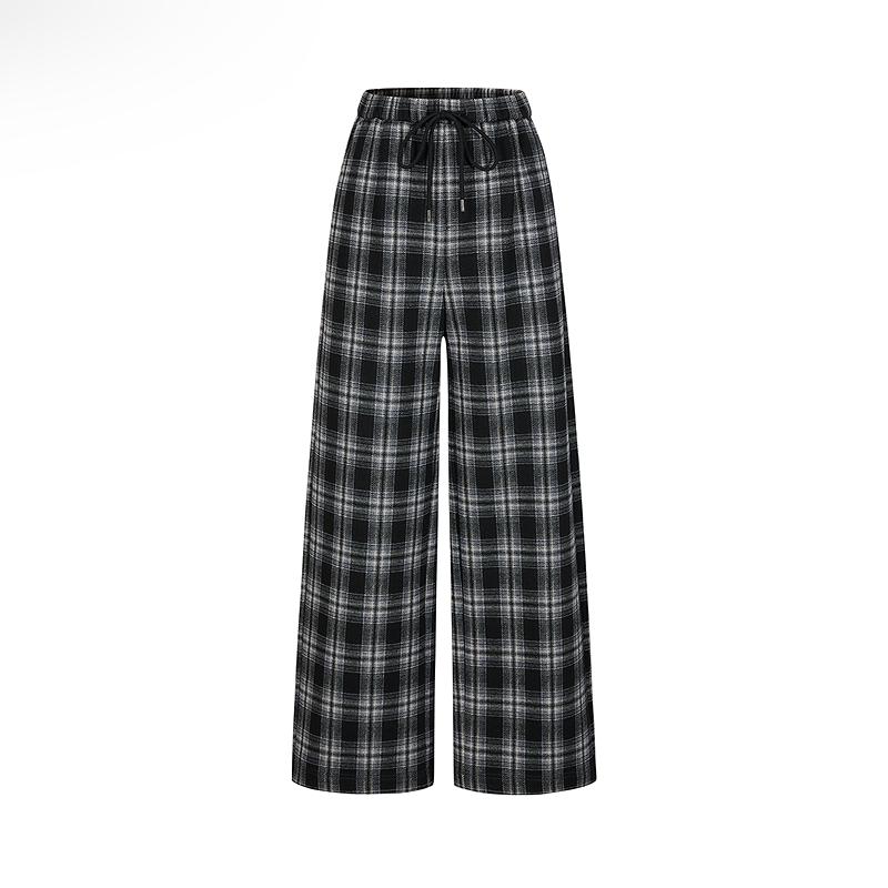 Jiuzi Anna Kou Retro Modern Relaxation Plaid Loose Casual Straight Pants Women's 2025 Autumn New Collection