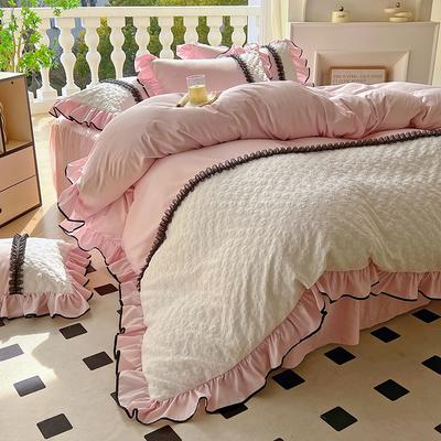 Комплекты постельного белья в стиле принцессы, размеры queen, пододеяльник, приятный для кожи, стереоскопическое ощущение, юбка для кровати с двойной прострочкой для сна нагишом