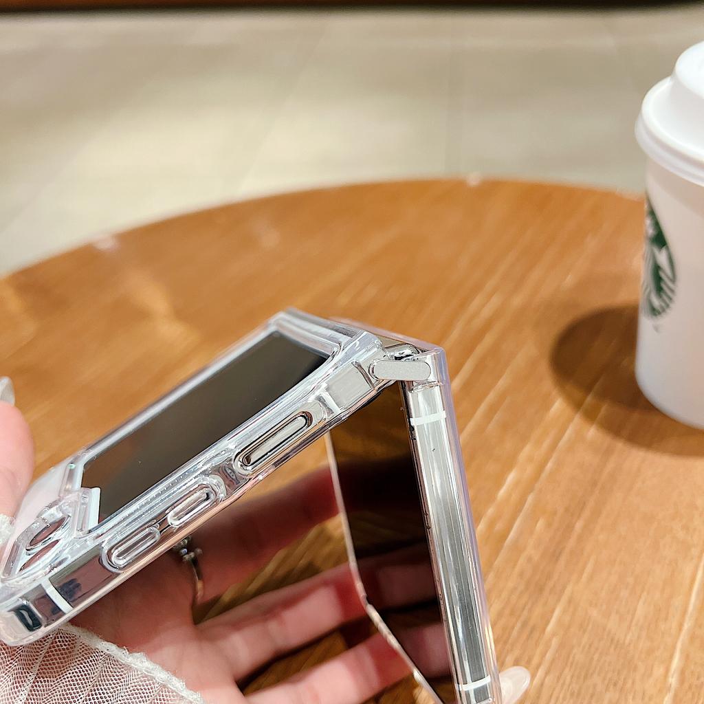 Soft TPU Clear Phone Case For Samsung Galaxy Z Flip 7 6 5 4 3 5G Folding Silicone Cover For Samsung Z Flip6 Flip5 Flip4 Flip3