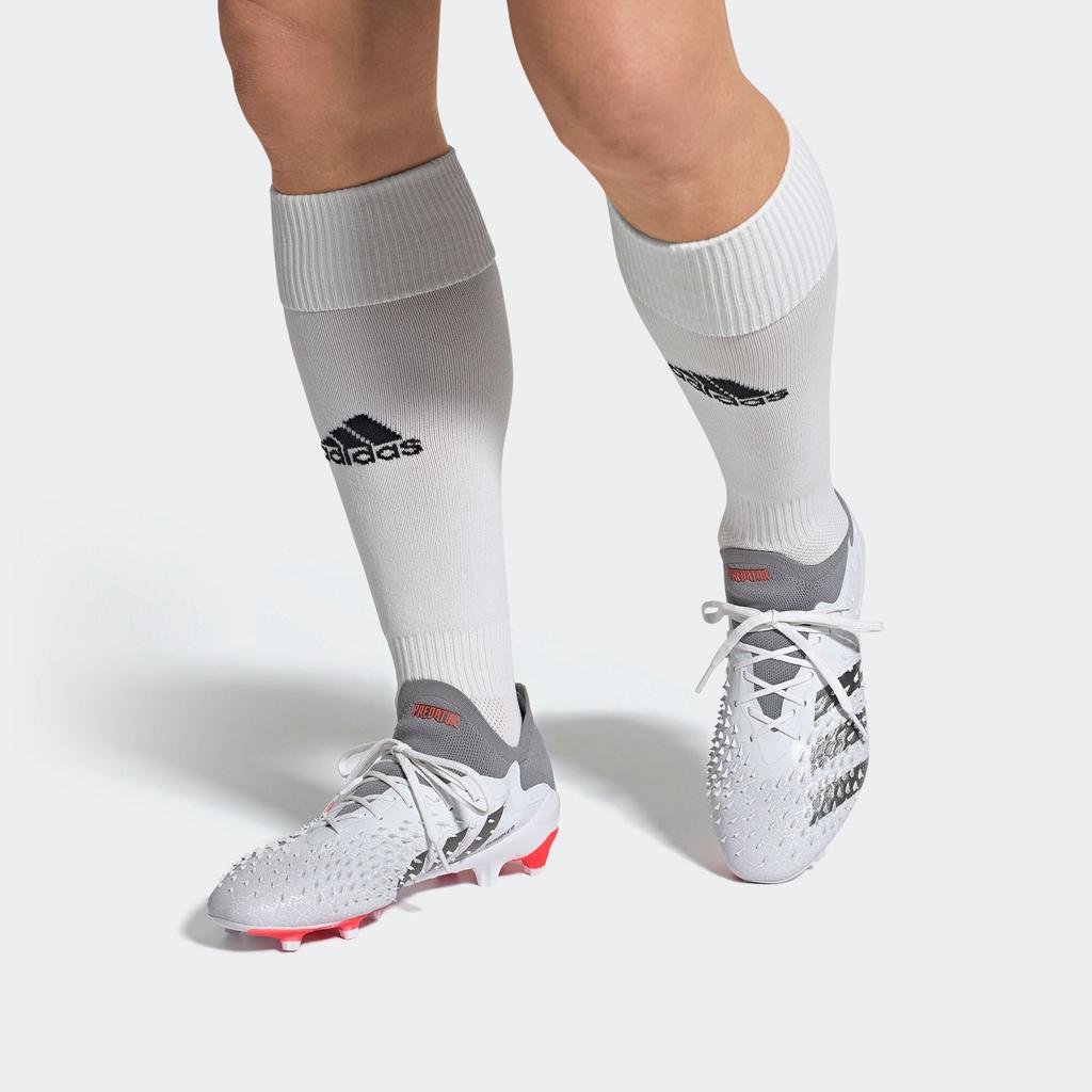 Adidas Predator Round Toe Lace-Up AG (Rubber Short Studs) Non-Slip Durable Soccer Shoes Men Soccer Shoes White Gray GZ2806