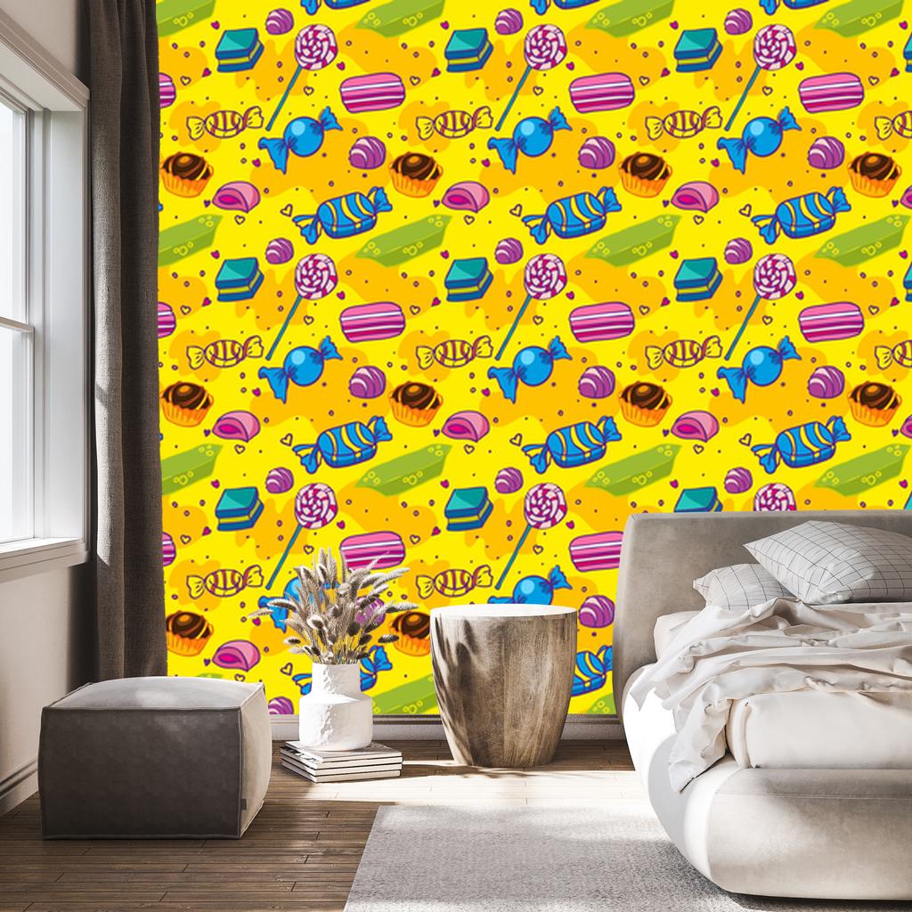 Wallpaper Colorful comic sweets for living room and bedroom 50x1000