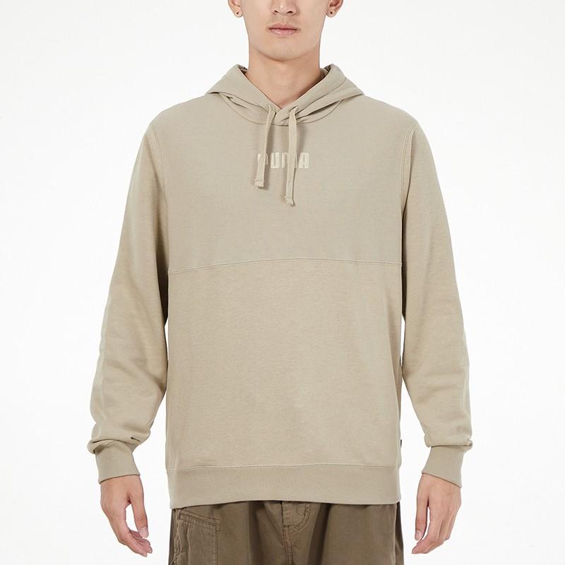 Puma Pure Color Sports Knit Drawstring Hooded Sweatshirt Men Tops Khaki 846413-42