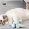 Plush Cat Toy Ball with Built-in Bell Soft Macaron Balls Fun Plaything Bite-Resistant Chew Toys for Indoor Cats and Kittens Noise Making