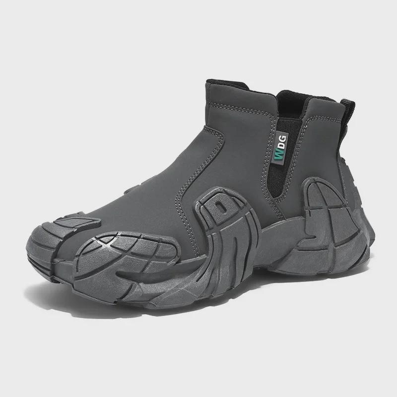 Мужские высокие повседневные туфли без застежек: Нескользящая, износостойкая обувь для активного отдыха на природе для осени и зимы