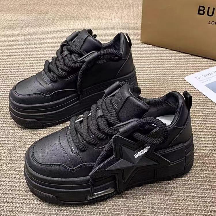 Европейские звездные шнурованные туфли на толстой подошве-маффин, повседневные, весна-осень, новые, супер-огненные туфли