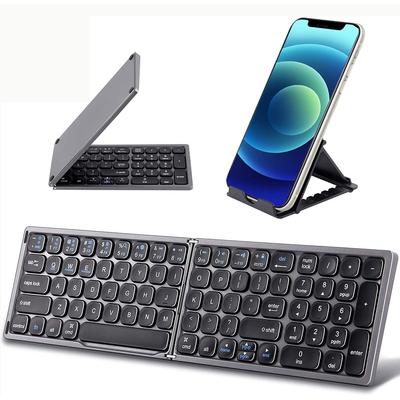 Складная Bluetooth-клавиатура с цифровой клавиатурой, полноразмерная портативная беспроводная клавиатура, перезаряжаемая карманная складная клавиатура