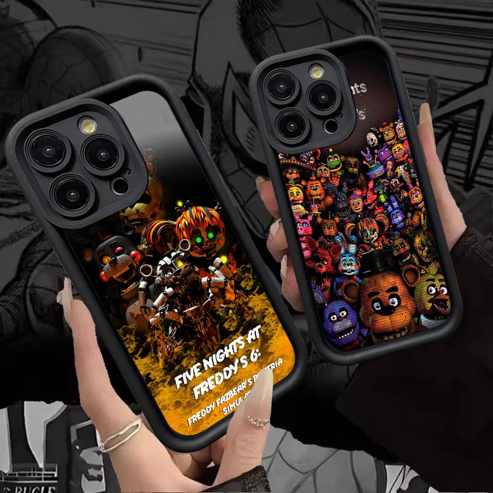 F-FNAF Пять ночей с Фредди Силиконовый Мягкий Чехол Для Телефона Для iPhone 17 16 15 14 Plus 13 12 Mini 11 Черный Чехол