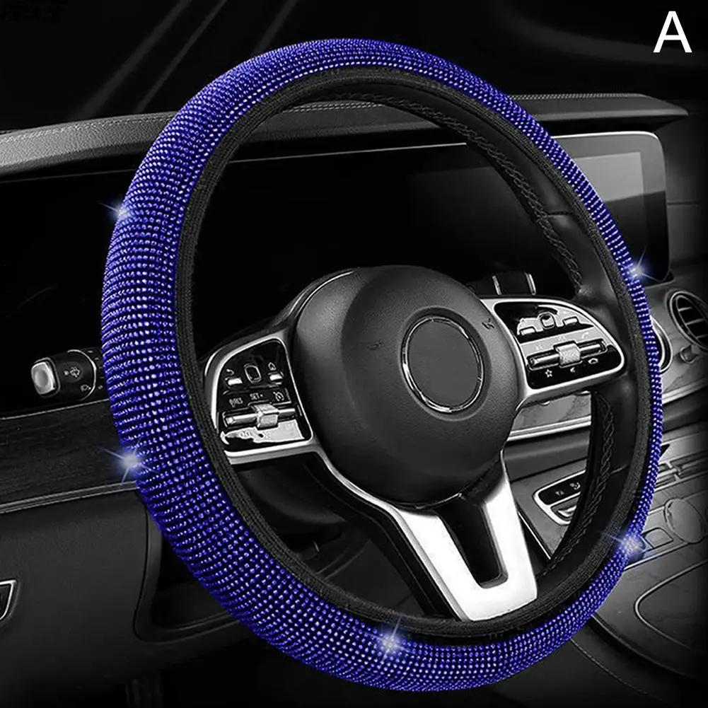 Чехол на руль автомобиля с бриллиантовым кристаллом для внешнего диаметра 14 1/2-15 дюймов, автомобильные аксессуары, автомобильный стиль W4t9