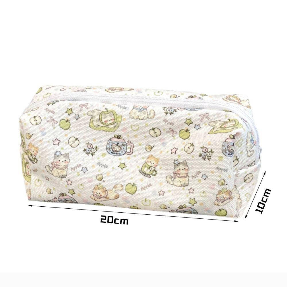 Canvas Pen Bag Cat Printted Patterns Stationery Bag Multi-Purpose Pencil Box School Office