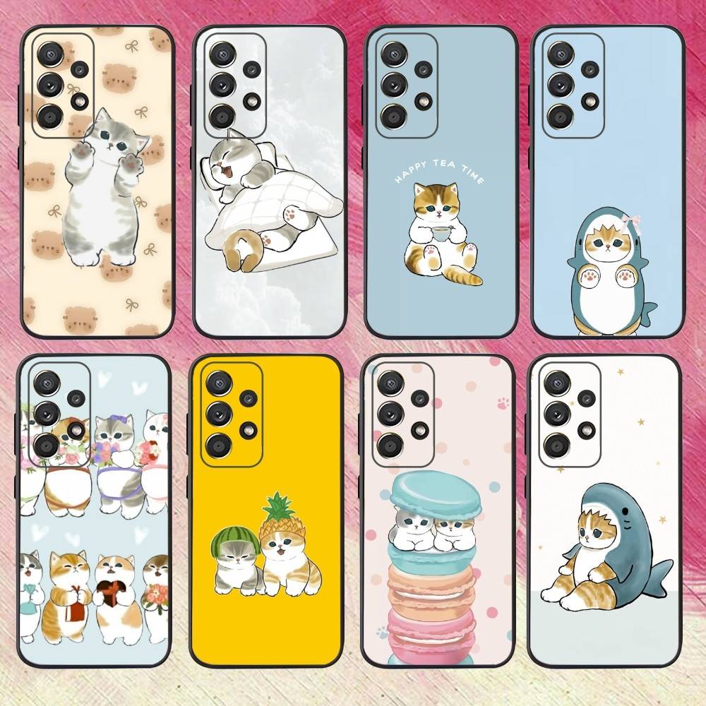 Милый Чехол-Наушники M-Mofusands C-Cat Ear Для Samsung S25,S24,S21,S22,S23,S30,Ultra,S20,Plus,Fe,Lite,Note,10,9,5G Черный