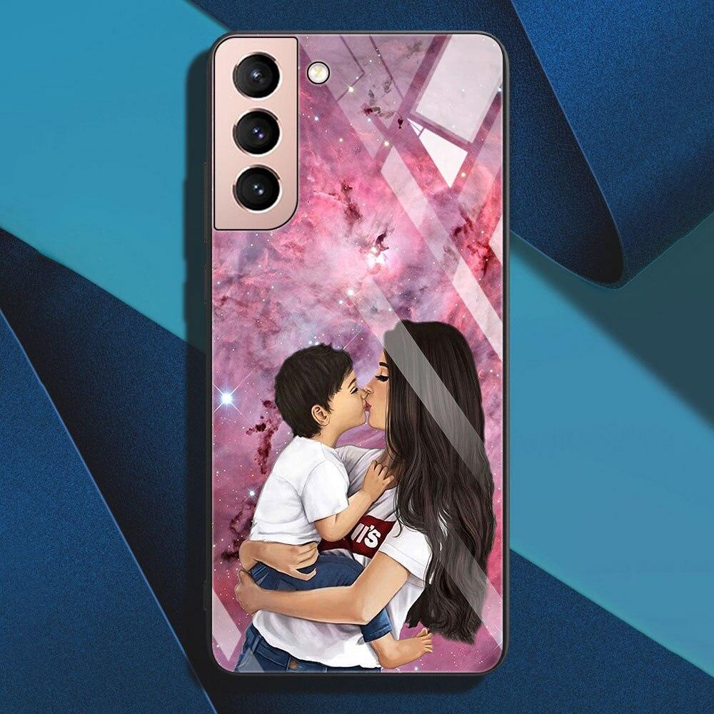 Чехол из закаленного стекла для девочек, супер мам, женщин, для Samsung Galaxy S21 S20 FE Note 20 Ultra 10 Lite 9 S10 S9 Plus S10e