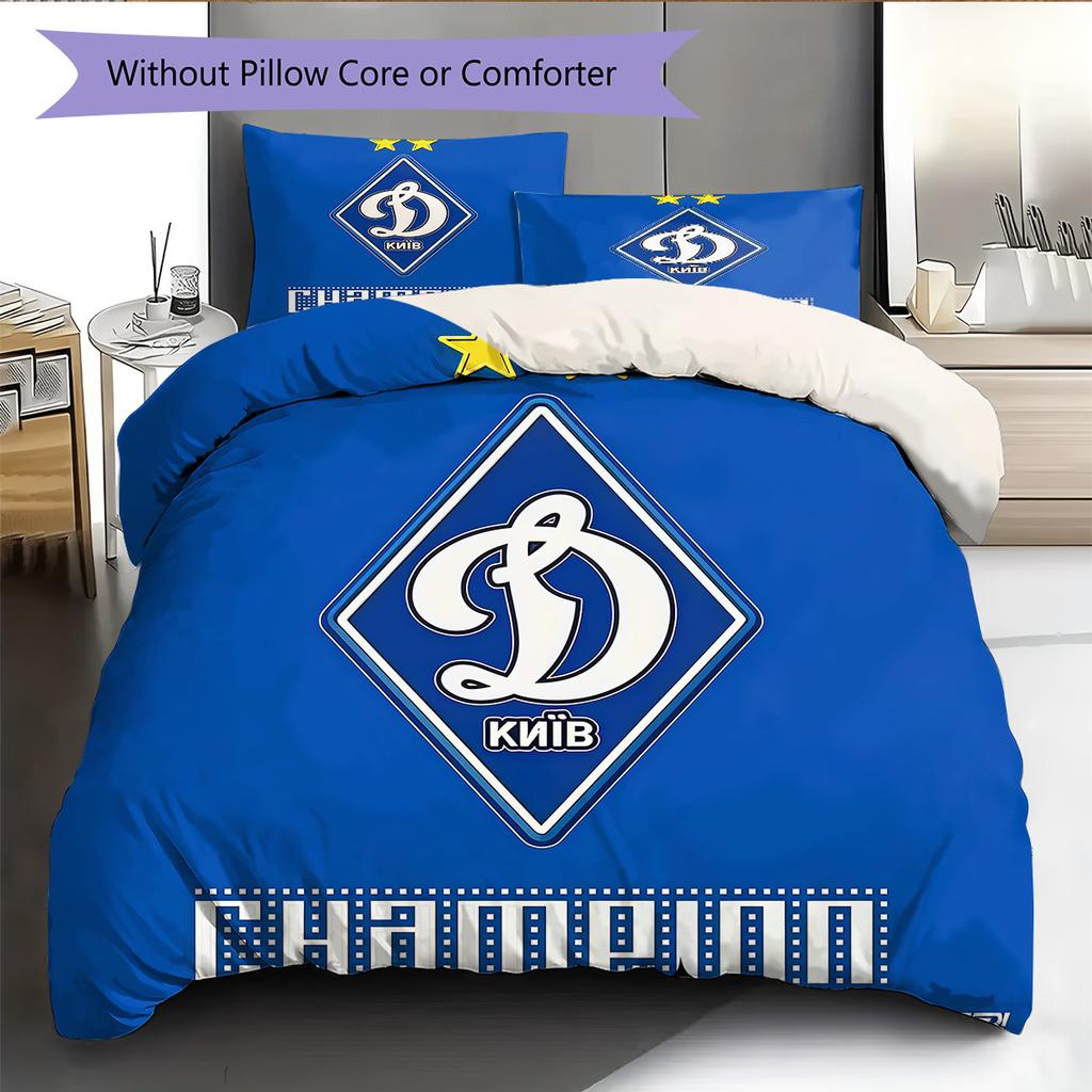FC Dynamo Kyiv Pattern Bedding Quilt Set Quilt Cover Pillowcase Home Decoration Birthday Gift (1 * duvet cover + 2 * pillowcase, without core)