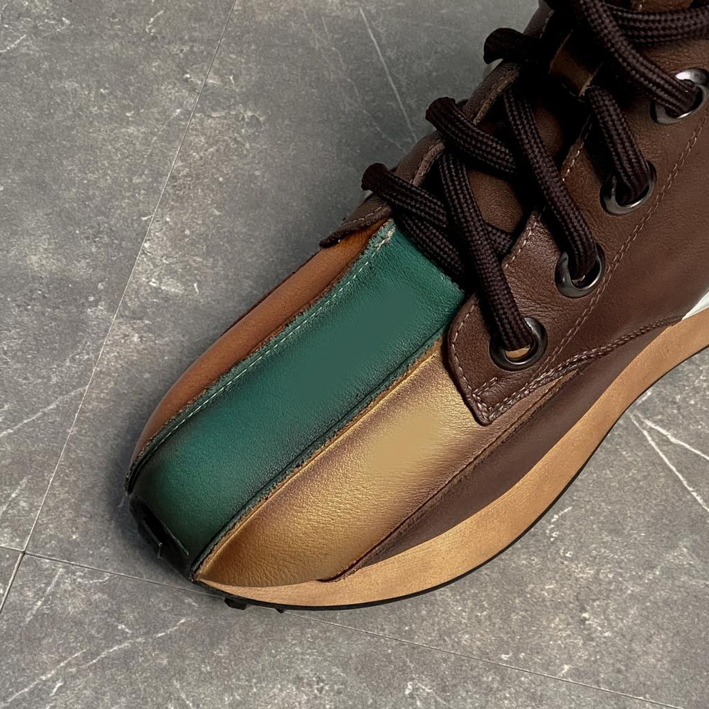 Autumn Winter Women Platform Ankle Boots Fashion Mixed Colors Leather Splicing Short Boots Female Comfortable Chunky Booties