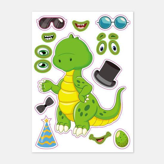 12 шт. детский набор, свой собственный стикер с динозавром, мультяшная игрушка-макияж, сделай сам, образовательная школьная награда