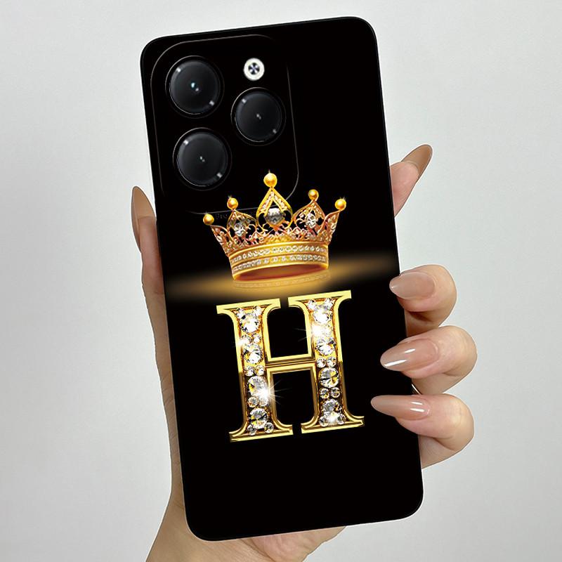 Чехол для Infinix Hot 40 Pro 40i Корона Буква Funda Мягкая Жидкая Силиконовая Задняя Крышка Для Infinix Hot40 Hot40i 40Pro Бампер Оболочка