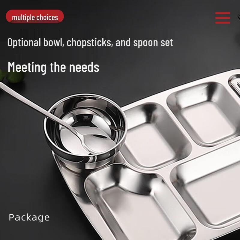 Chahua Stainless Steel Divided Lunch Tray