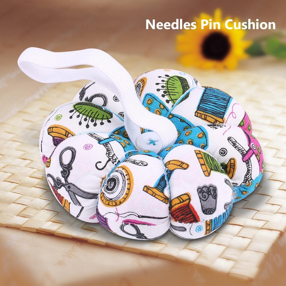 1 Pcs Creative Pumpkin Fabric Sewing Needles Pin Cushion with Elastic Wrist Belt