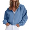 Womens Oversized Half Zip Sweatshirt Casual Long Sleeve Loose Fall Cropped Pullover Tops