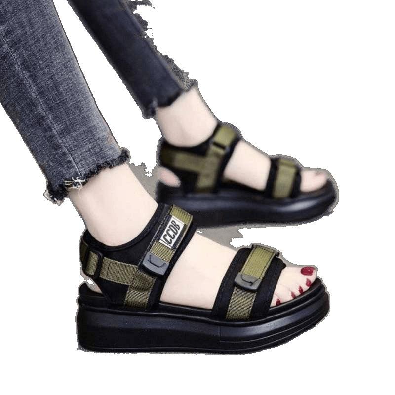 Спортивные сандалии женские мягкая подошва легкие 2025 лето новые универсальные на платформе толстой подошве танкетке плоской подошве пляжная обувь