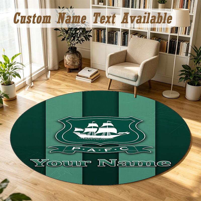 Round Rug Custom NamePlymouth Argyle FC Pattern Non Slip Carpet Home Floor Decor