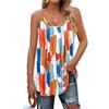 Women Casual Loose Shirts Spaghetti Strap Sleeveless Print Cute Tops Camisole Tee Tank