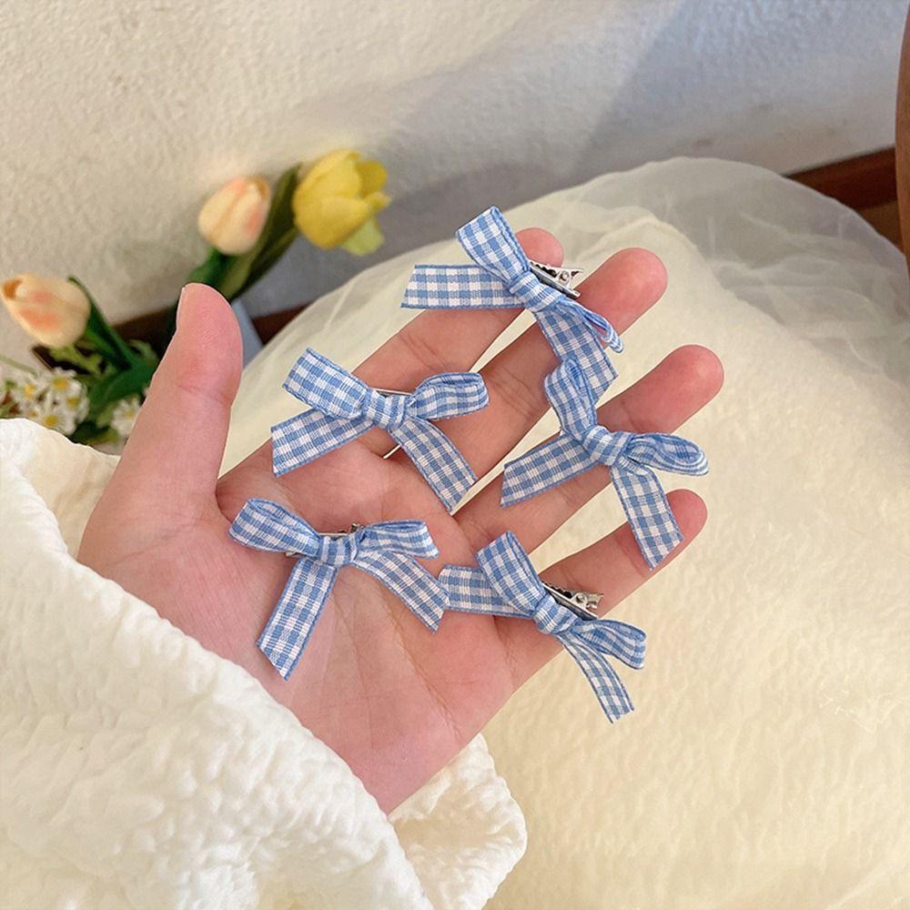 Hairpin Plaid Female Hair Accessories Korean Style Headwear Children's Hair Clip Bowknot Hairpin