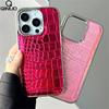 Роскошный цветной чехол для телефона с текстурой кожи крокодила для iPhone 17 Air 16 15 14 Plus 13 12 11 Pro Max Позолоченный противоударный чехол