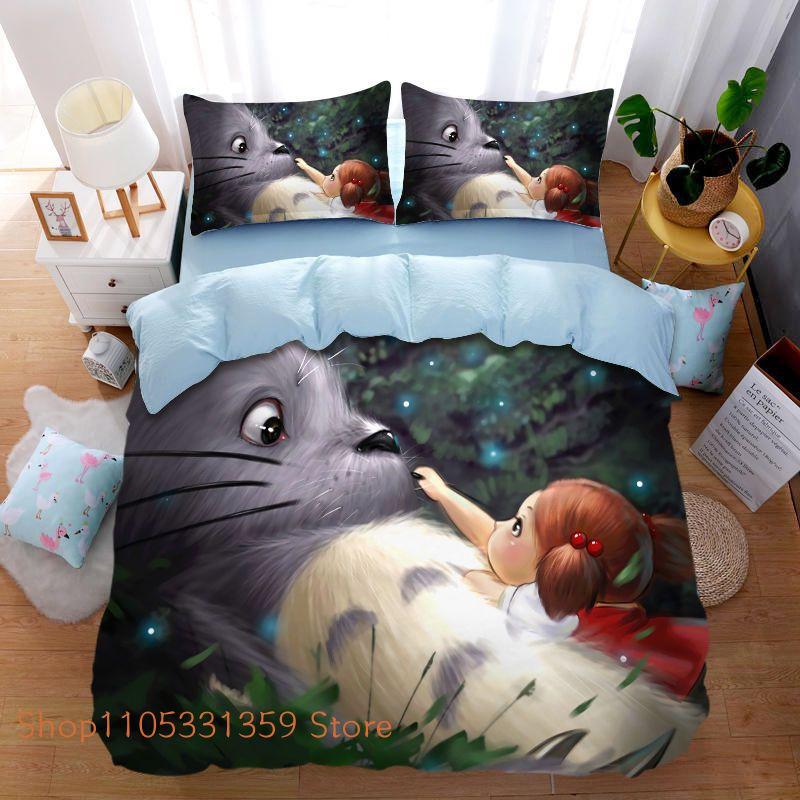 3D Exquisite Duvet Cover My Neighbor T-Totoros Cartoon Print Bedding Set Comforter Bed Youth Home Decor Kids Boys Girls Gift