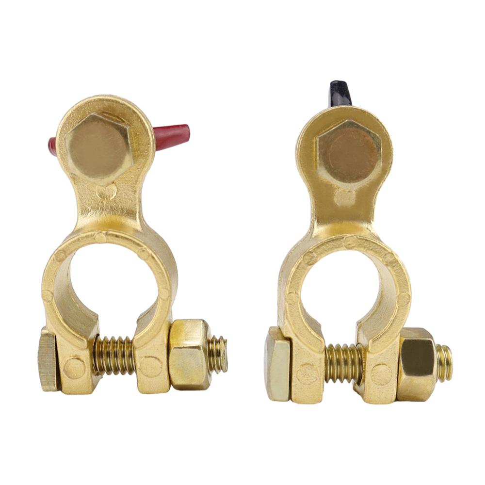 2x Solid Brass Battery Terminal Connector Top Post End Clamps Set for Car Marine