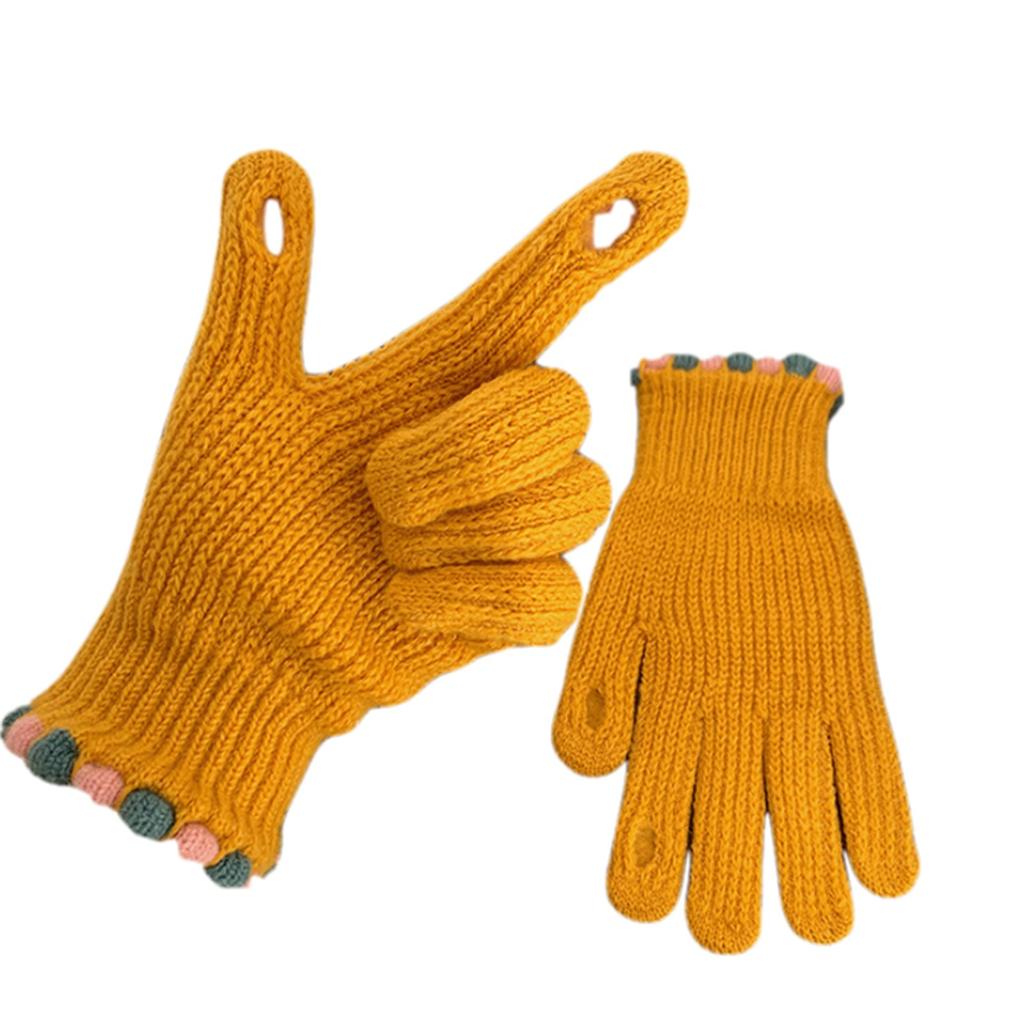 Knitted Five Finger Gloves with Loop Design and Ribbed Cuffs for Everyday Use and Comfortable Hand Protection