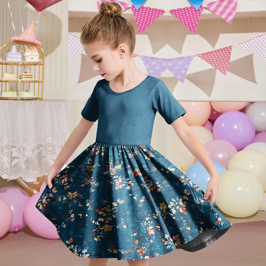 Летнее платье для девочек, платье для малышей, однотонное повседневное платье-футболка с коротким рукавом А-силуэта