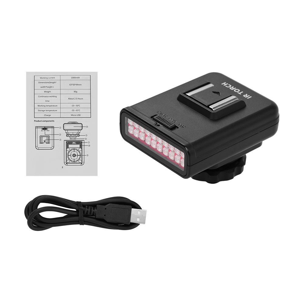 ORDRO LN-3 Studio IR LED Light USB Перезаряжаемый инфракрасный инфракрасный осветитель ночного видения для зеркальной фотокамеры