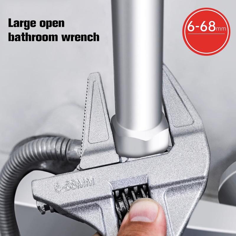 16-68mm Adjustable Spanner Large Opening Wide Wrench for Jaw Pipe Nut Key Universal Repair Tool Kitchen Bathroom Hand Tools