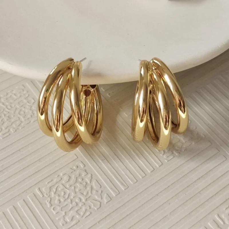 Преувеличенные золотые серьги-подвески в форме буквы C для женщин, модные винтажные круглые серьги-кольца, корейские украшения для вечеринок
