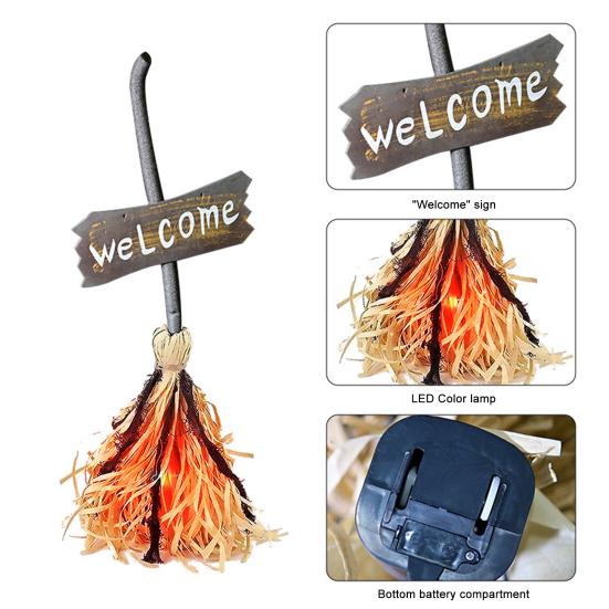 Анимированная летающая ведьмина метла 28" Хэллоуин магия танцующая метла светящаяся движущаяся метла со звуком для декора пола дома с привидениями