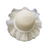 Girls Summer Straw Sun Hat With Pearl Lace Wide Brim Baby Beach Shade Cap Stylish UV Protection Outdoor Headwear