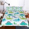 Cartoon Animal Pattern Bedding Set Dinosaur Print Quilt Cover Pillowcase Kid Teenager Single Bed Bedding Gift
