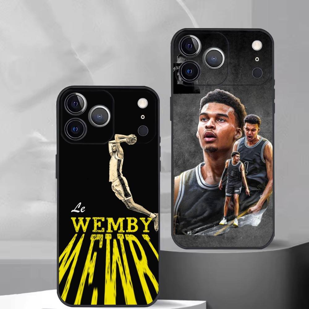 Спортивный чехол для телефона Victor Wembanyama для iPhone 17, 16, 15, 14, 13, 12, 11 Plus, Pro Max, Другие Мягкий черный чехол