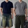 Onl Men Ringer V Neck Crop Short sleeVe Knit Muscle Fit Nk 1+1