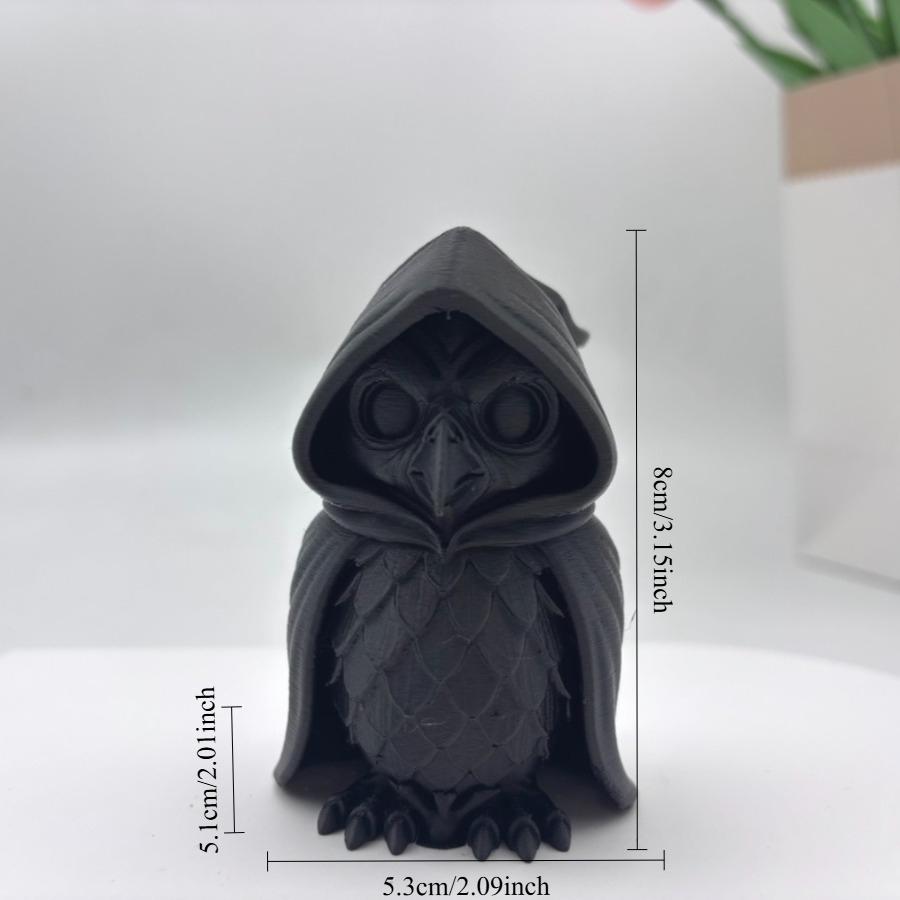 Статуэтка совы-ушана, напечатанная на 3D-принтере, Хэллоуинская сова-шутка, Сова-призрак, Идеальное украшение для дома на Рождество, Для демонстрации в помещении/на улице