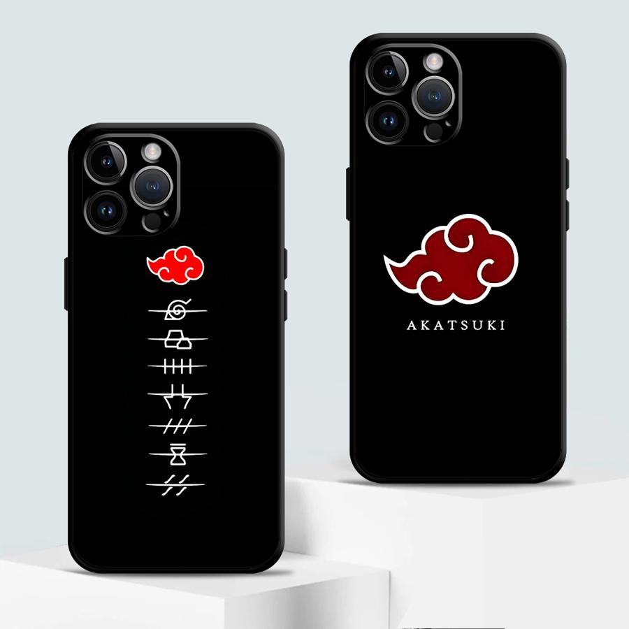 Case for iPhone 15 16 14 Plus XS Max 13 12 11 17 Pro Max 7 8 17Air XR Black Soft Phone Cover Cartoon Akatsuki Logo