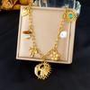DIEYURO 316L Stainless Steel Golden Personality Sun Serie Multi Pendant Necklace Women New Fashion Neck Chain Vacation Jewelry