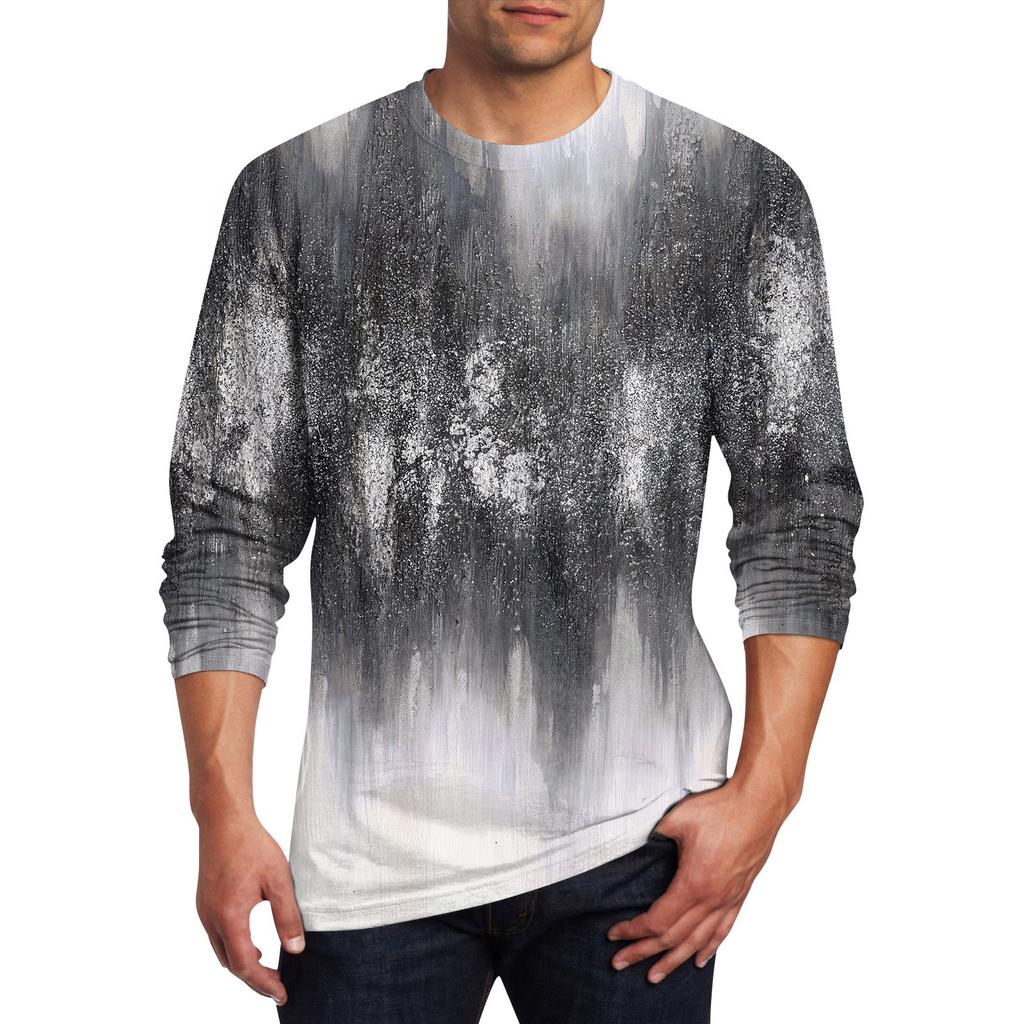 Муж. Футболка Круглый вырез Одежда Одежда На открытом воздухе Длинный рукав С принтом Модельер Винтаж