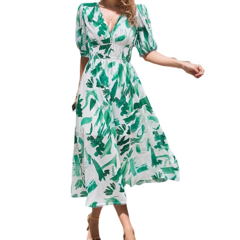 2025 New Fashion Trend Dresses Spring Summer Printed Waist Dresses Fashion Women's