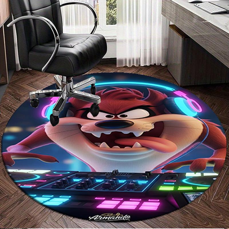 1PC Tazmanian Devil's Fury Round Rug, Non-slip Chair Mat, Home Decor, Circle Carpet Perfect for Office, Bedroom, Living Room,Christmas gift