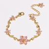 Luxury Colorful Zircon Flower Bracelets For Women Girls Korean Sweet Gold Crystal Adjustable Bracelet Jewelry Gift