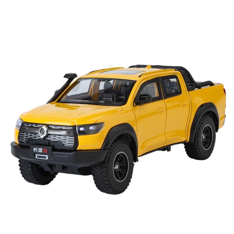 1/24 Great Wall Motor POER Pickup Alloy Car Model Diecast Metal Offroad Vehicles Car Model Simulation Sound Light Kids Toy Gift