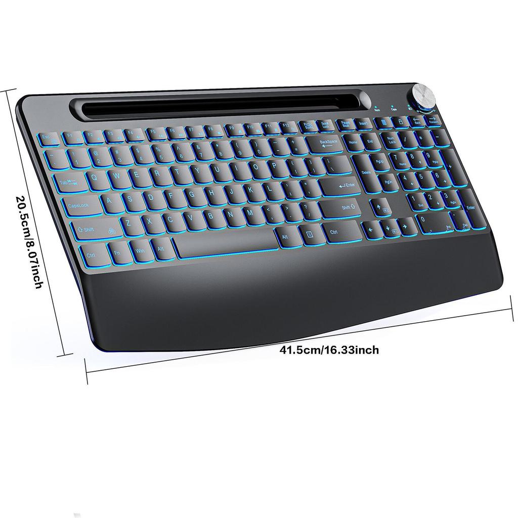 Беспроводной эргономичный набор клавиатуры и мыши 2.4G RGB с 7-цветной подсветкой и защитой от дрожания при бездействии