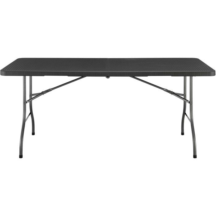 Table de réception pliante - TERRANOVA - Noir - Structure en acier et Plateau en Polyéthylène PEHD - 8 personnes - 180x74xH73,5 cm
